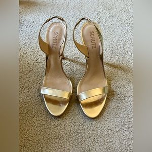 Schutz Lariane, heels, wedding, formal, size US 8, EU 39, gold